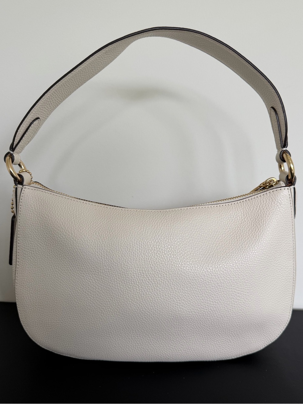 Coach Sutton 52548 Pebbled Leather Hobo Shoulder Bag Chalk Gold Tassel - Picture 6 of 12
